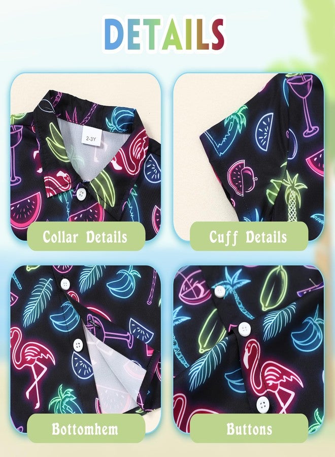 YALLET Boys Hawaiian Shirt Cool Summer Hawaii Shirts Casual Short Sleeve Button Down Aloha Beach Tee Tops 2-10 Years, Black, 7-8 Years - Image 5