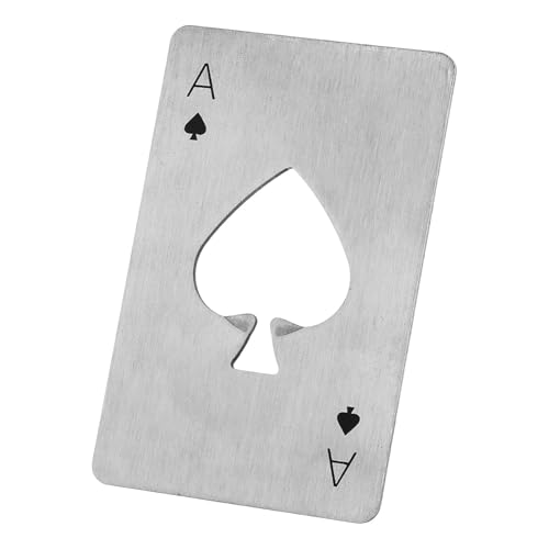 SpiderJuice 1Pc Stainless Steel Fancy Casino Poker Card Bottle Opener Credit Card Size Beer Opener Ace of Spades Bottle Opener for Your Wallet Suits for Family Bar Party Cocktail Bottle Accessories - Image 1
