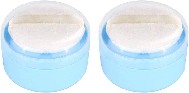 ONWON 2 Pieces AfterBath Puff Box Empty Body Powder Container Dispenser Case with Sifter and Powder Puffs for Home and Travel Use - Image 1