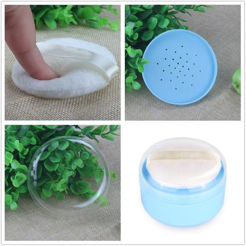 ONWON 2 Pieces AfterBath Puff Box Empty Body Powder Container Dispenser Case with Sifter and Powder Puffs for Home and Travel Use - Image 3