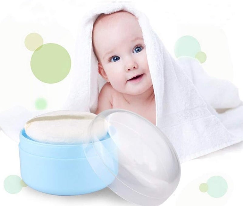 ONWON 2 Pieces AfterBath Puff Box Empty Body Powder Container Dispenser Case with Sifter and Powder Puffs for Home and Travel Use - Image 5