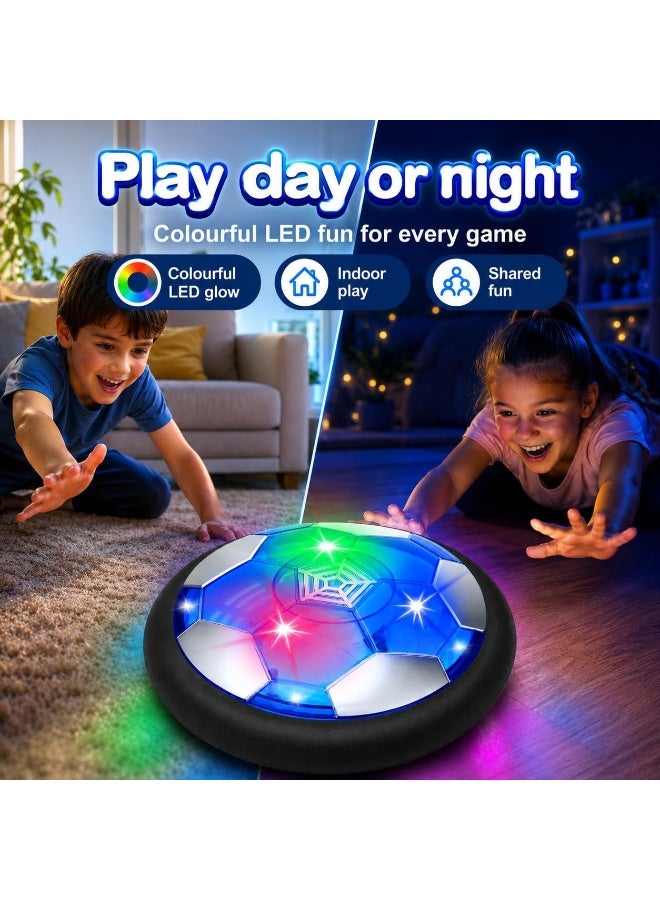 كرة قدم هوائية عائمة للأطفال بإضاءة LED وحواف إسفنجية آمنة للعب داخل المنزل وخارجه وتنمية المهارات الحركية - Image 3