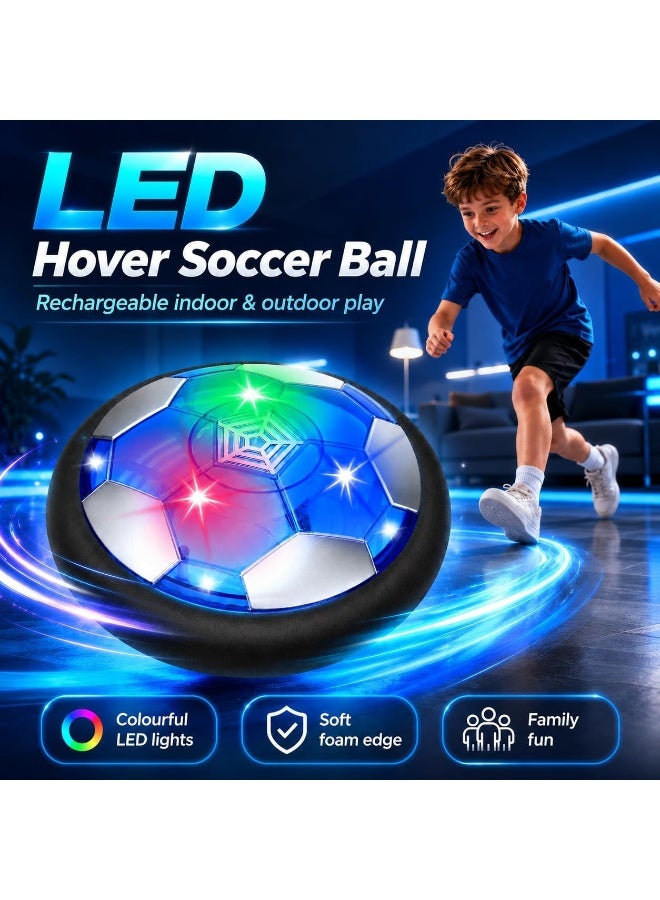 كرة قدم هوائية عائمة للأطفال بإضاءة LED وحواف إسفنجية آمنة للعب داخل المنزل وخارجه وتنمية المهارات الحركية - Image 4