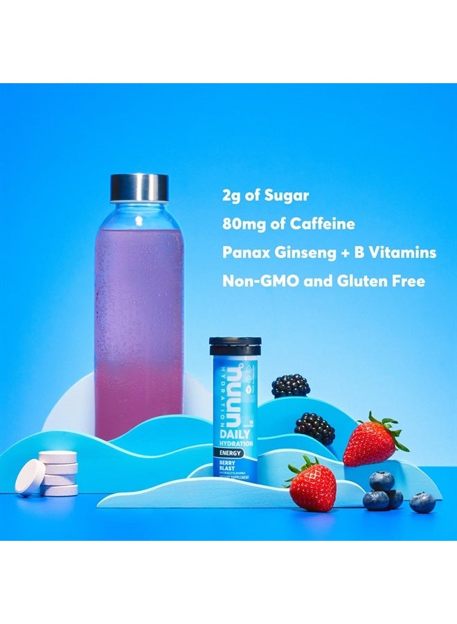 Nuun Hydration Energy Electrolyte Tablets with Caffeine, B Vitamins and Ginseng, Berry Blast, 8 Pack (80 Servings) - Image 2