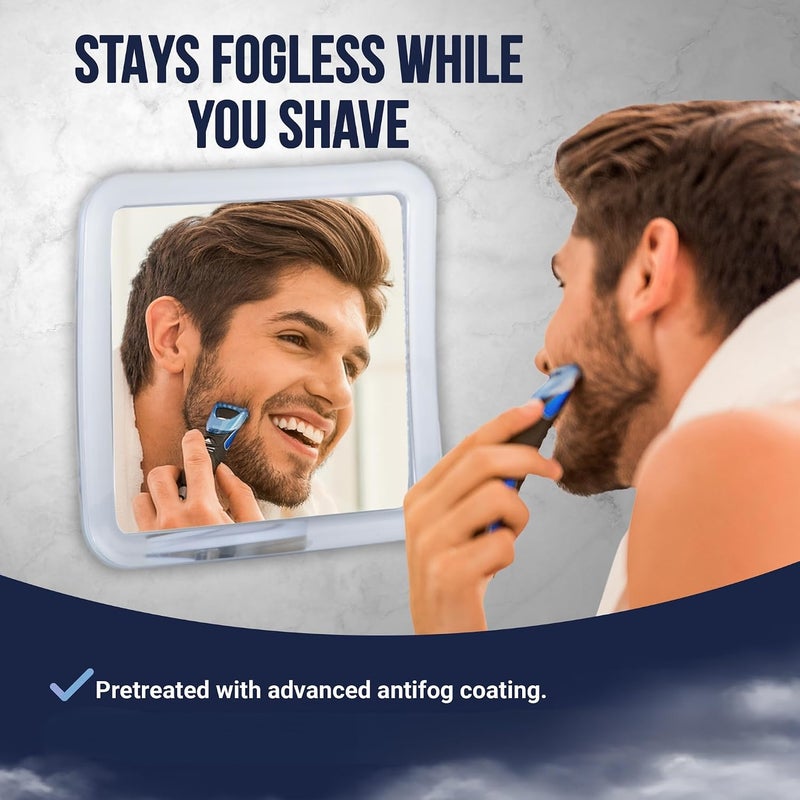 Anti slip Fogless Shower & Shaving Mirror with Upgraded Suction Mount for Bathroom, Anti Fog & Mist Free Shatterproof Surface and 360° Swivel, 16cm x 16cm (1X Magnification) Light & sturdy - Image 2