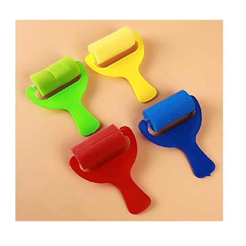 deziine DEZIINE� Painting Rollers Sponge Brushes Set for Kids,Painters Artists Drawing Tool (Pack of 4)  - Image 1