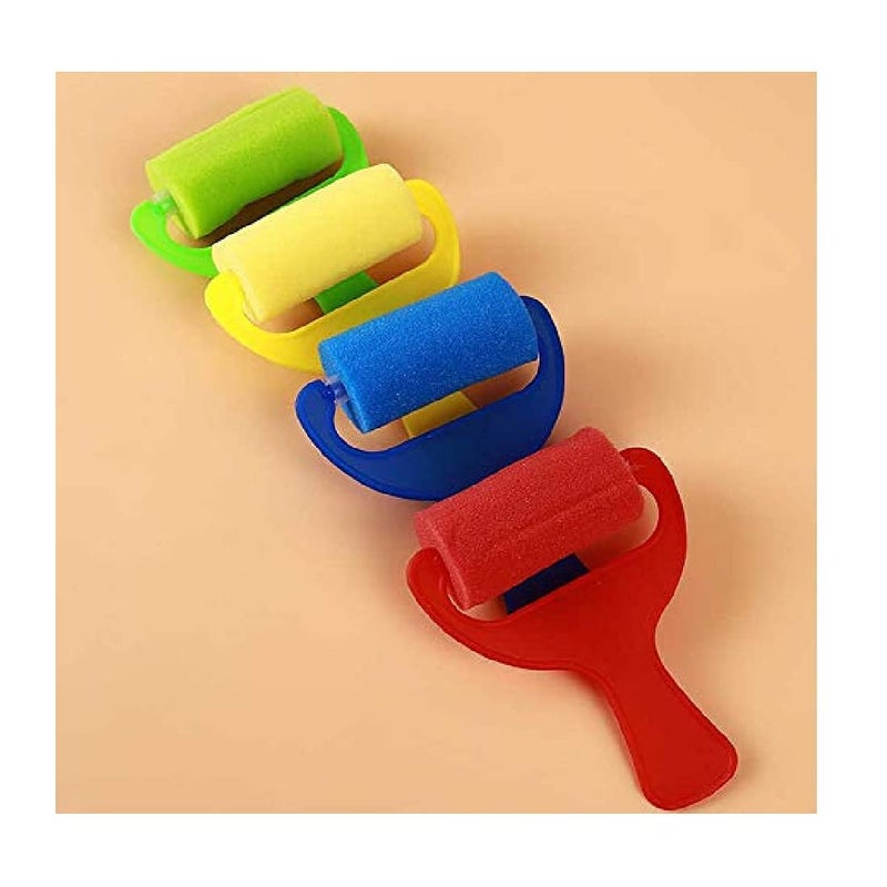deziine DEZIINE� Painting Rollers Sponge Brushes Set for Kids,Painters Artists Drawing Tool (Pack of 4)  - Image 3
