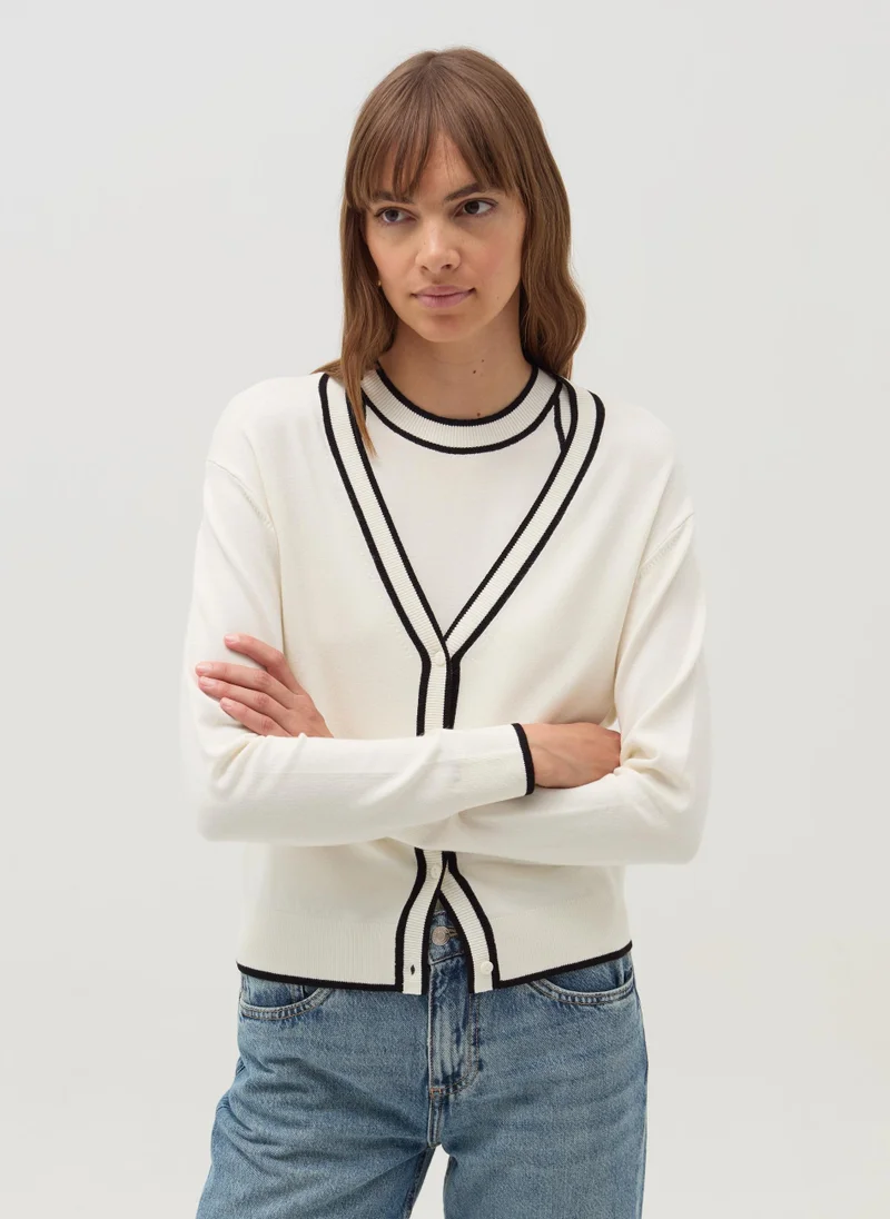 Ovs Cardigan with contrasting trim