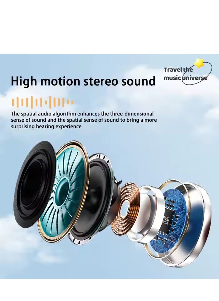 Generic Wireless Bluetooth Headphones High-Fidelity Sound Wireless Bluetooth with Cute Bags High-Quality Memory Card Purple  - Image 3