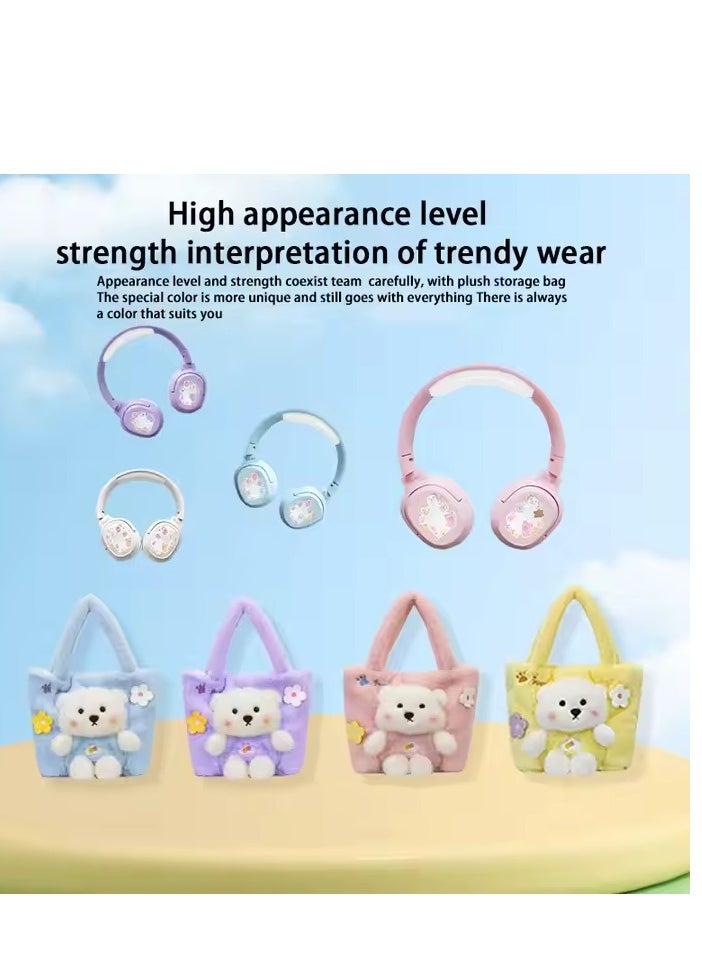 Generic Wireless Bluetooth Headphones High-Fidelity Sound Wireless Bluetooth with Cute Bags High-Quality Memory Card Purple  - Image 5