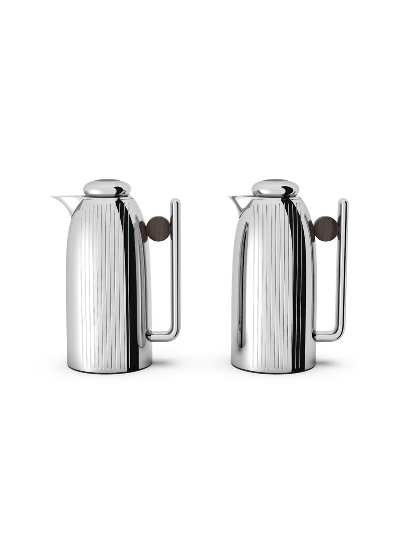 ريجال من ريبل طقم ترامس 1 لتر + 1 لتر عازل حراري – ستانلس ستيل مزدوج الجدار مع بطانة زجاجية، حافظ للقهوة والشاي الساخن والبارد (قطعتين) - Image 2