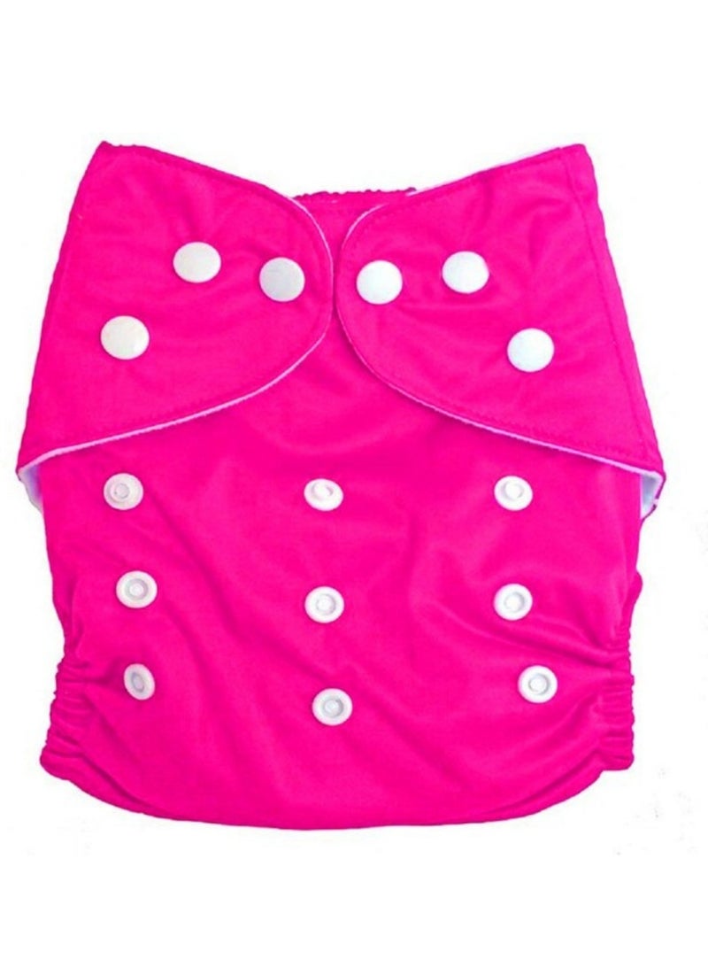 حفاضة قماش قابلة لإعادة الاستخدام للأطفال – قطن ناعم مقاوم للماء بنظام جيب وأزرار قابلة للتعديل – وردي فوشيا – من 0 إلى 3 سنوات - Image 1