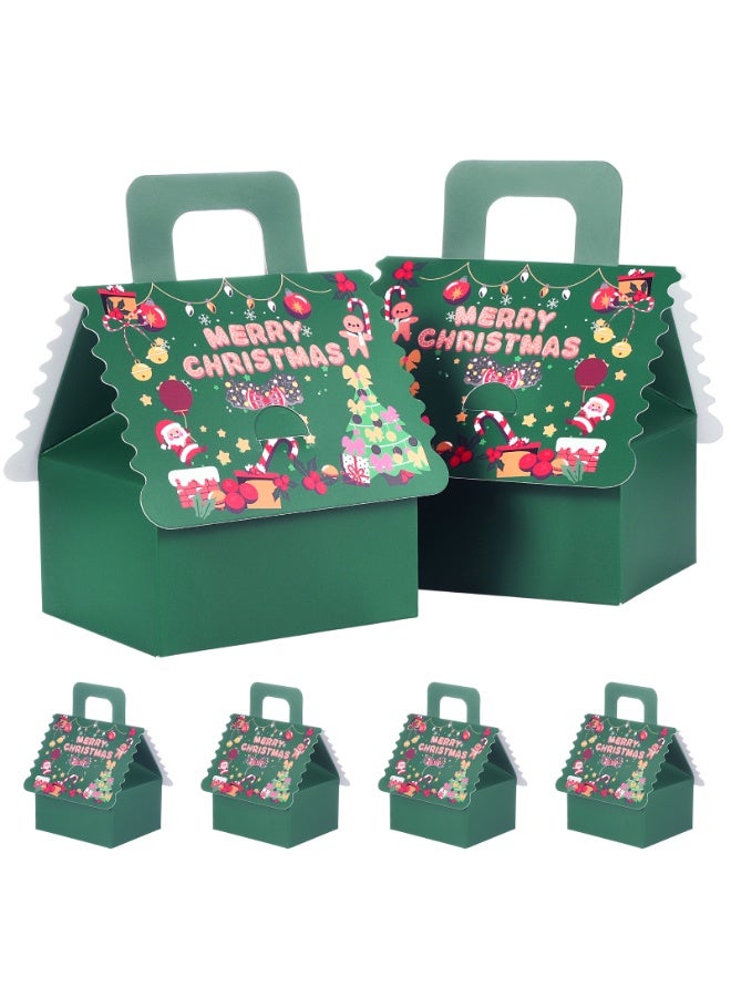 HSEAMALL 20pcs set of green base boxes with green cardstock lids Christmas party gift boxes. Paper confectionery boxes in a portable cottage design. New Year, Christmas, Christmas Eve, birthday party decorations and dessert gift boxes(Green) - Image 1
