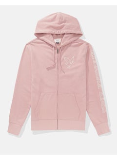 American Eagle AE Fleece Logo Graphic Zip-Up Hoodie  - Image 2
