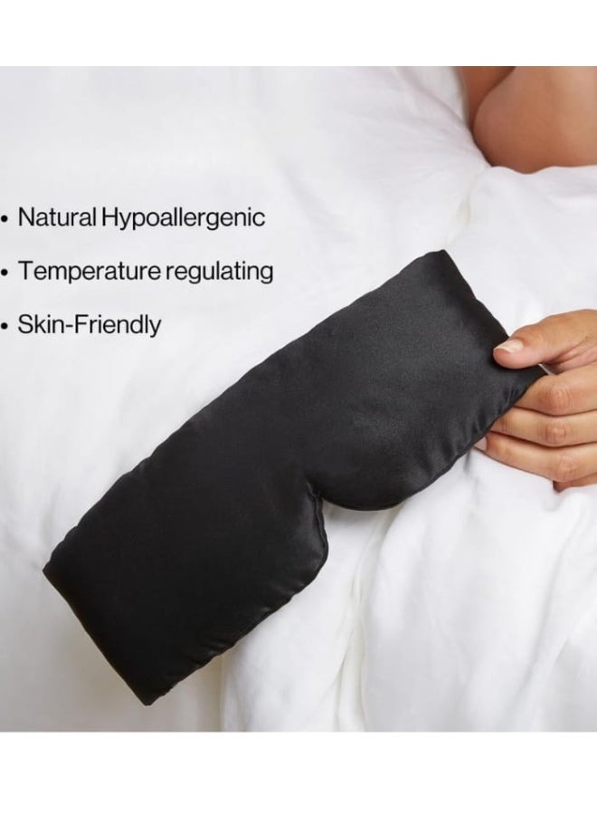 قناع نوم عميق يحجب الضوء ، قناع عين من حرير التوت 23 موم، فائق النعومة، قابل للتعديل - قناع نوم للسفر للرجال والنساء - اسود - Image 2