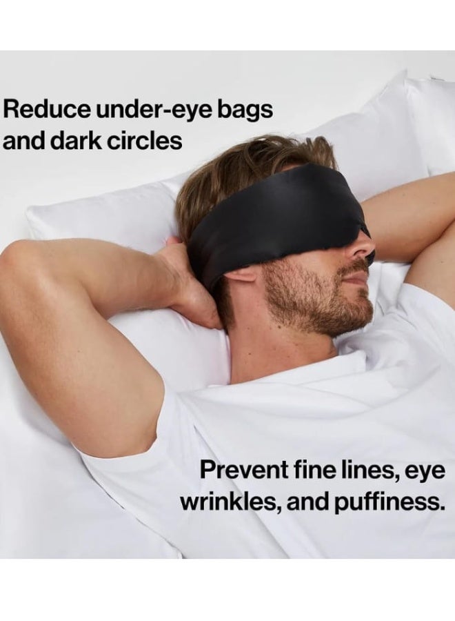 قناع نوم عميق يحجب الضوء ، قناع عين من حرير التوت 23 موم، فائق النعومة، قابل للتعديل - قناع نوم للسفر للرجال والنساء - اسود - Image 4
