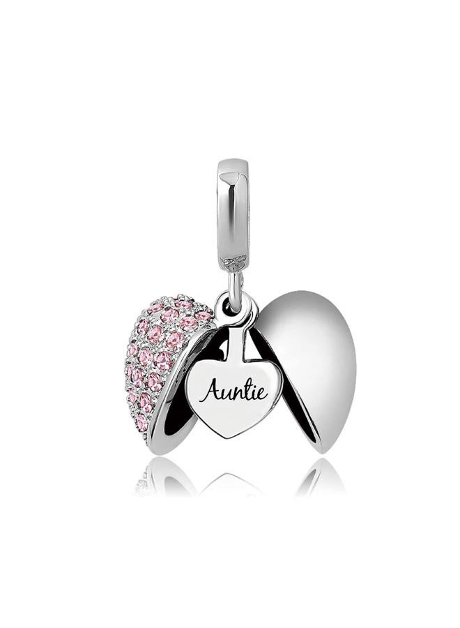 KunBead Auntie Aunt Love Openable Heart Birthstone Dangle Charms Compatible with Pandora Bracelet Necklace Birthday Jewelry Gifts for Women, Copper, No Gemstone - Image 1