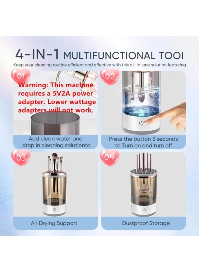 Makeup Brush Cleaner Machine, Upgraded Portable Electric Makeup Brush Cleaner Machine, Automatic Cosmetic Brush Cleaner for Quick & Efficient Cleaning, Suitable for All Brush Sizes - Image 2