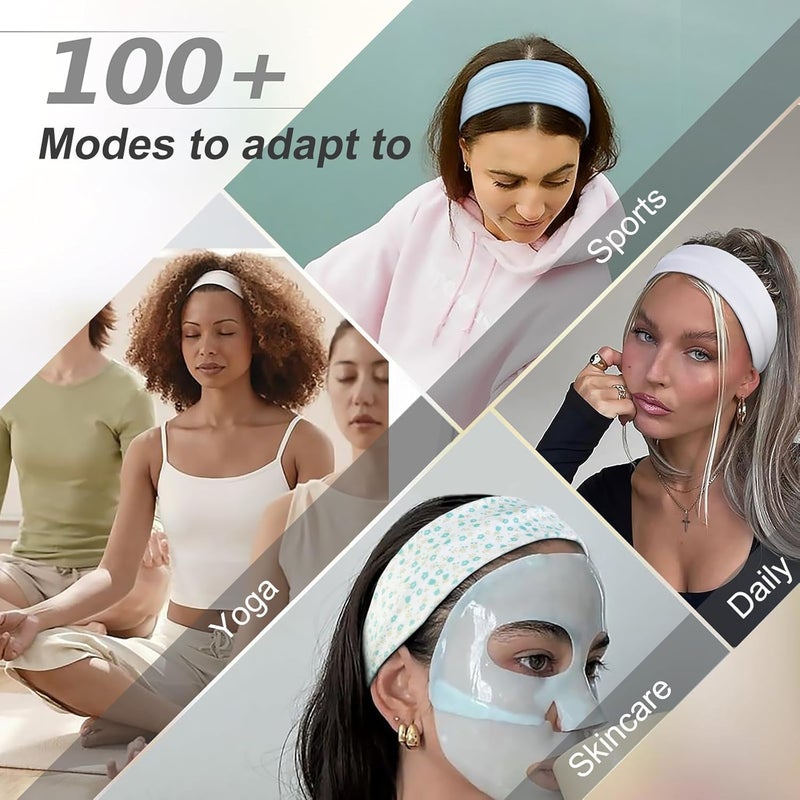 TERSE Boho Headbands for Women Short Hair Floral Headbands Non Slip Elastic Sweat Hairbands Soft Fabric Hair Bands Workout Yoga Running Sport Thin Wrap for Girls - Image 5