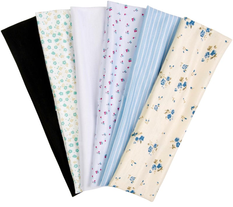 TERSE Boho Headbands for Women Short Hair Floral Headbands Non Slip Elastic Sweat Hairbands Soft Fabric Hair Bands Workout Yoga Running Sport Thin Wrap for Girls - Image 1
