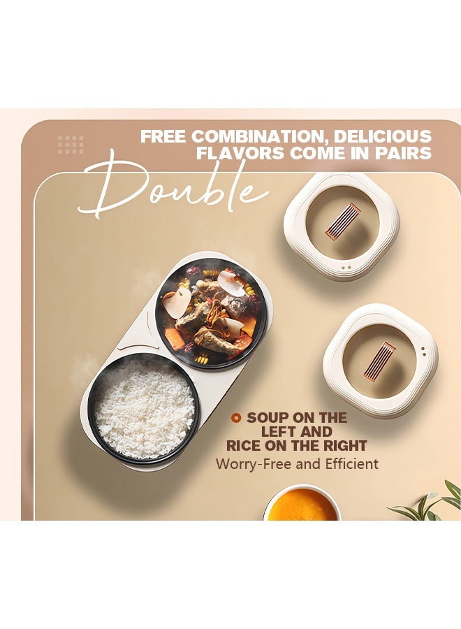 AiQi Dual Pot Smart Rice Cooker 3.4L (1.7L+1.7L) | Independent Temperature Control | 6 Cooking Modes | 24H Timer | Ceramic Non-Stick | Quiet & Energy Efficient - Image 5