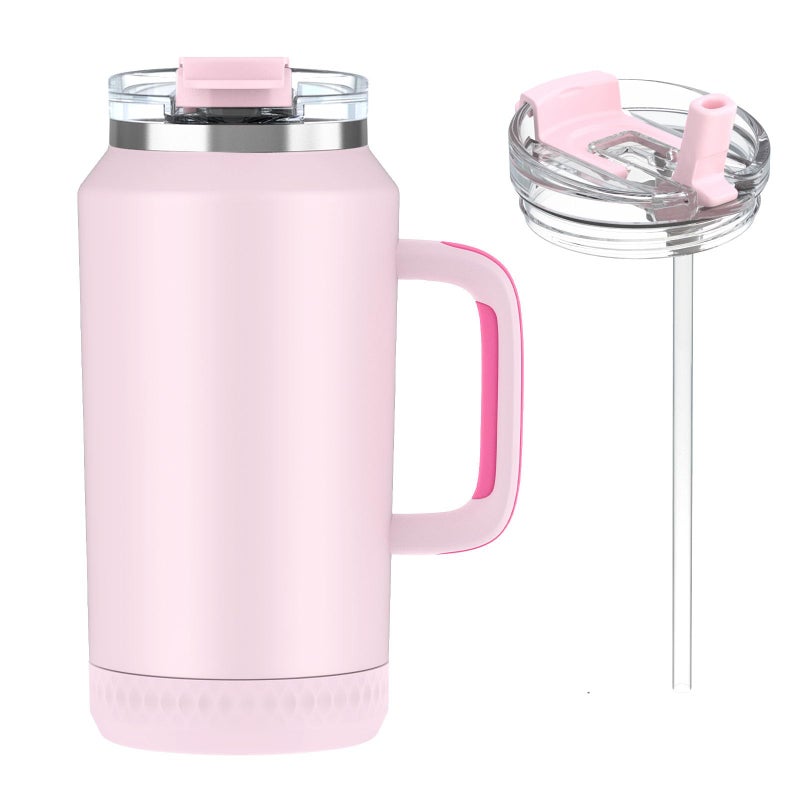 Hydraful 64 oz Tumbler with Handle and Straw - 100% Leak-Proof - Insulated Cup Reusable Stainless Steel Large Water Bottle Travel Mug for Gym, Hiking, and Camping - Gifts for Women Men Him Her - Image 1