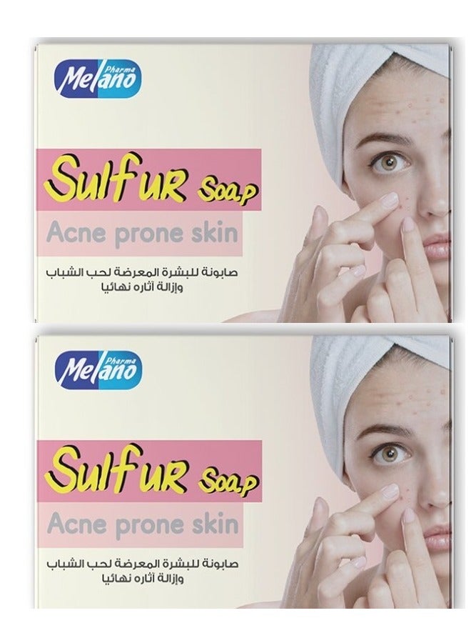 Melano Pharma Two Pieces Of Sulfur Soap Acne Prone Skin 100X2 g