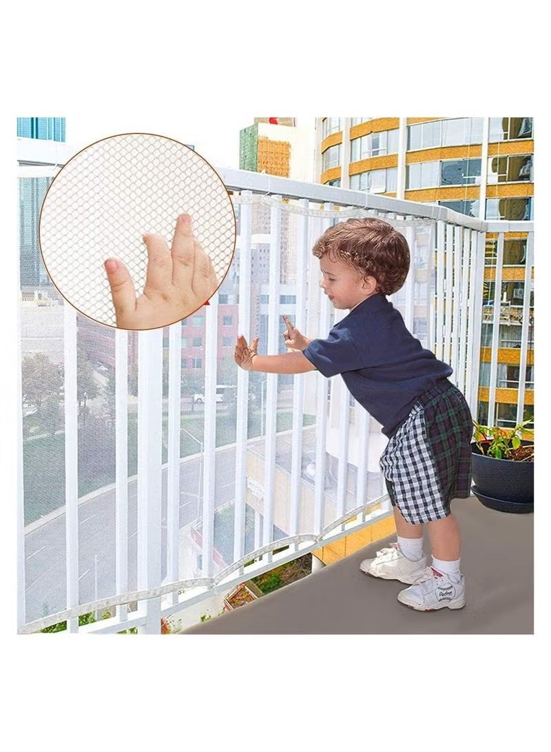 Baby Safety Stair Railing Net Children's Outdoor Balcony Fence Protection Mesh No Drilling For Dog Cat Window 300x78cm White - Image 2