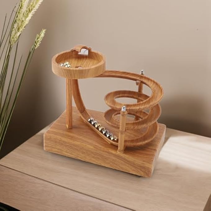 Cryfokt Art Perpetual Motion Machine, Relaxing Stress Relief Toy Physics Gadgets Stress Relief Creative Gifts Ball Toys with Elegant Home Decor Ambiance for Office, Home (Wood Grain) - Image 2