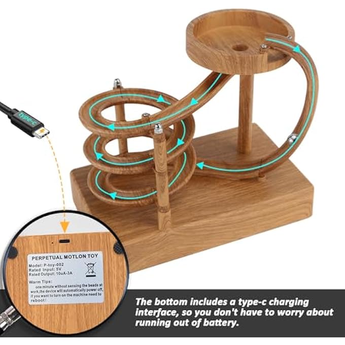 Cryfokt Art Perpetual Motion Machine, Relaxing Stress Relief Toy Physics Gadgets Stress Relief Creative Gifts Ball Toys with Elegant Home Decor Ambiance for Office, Home (Wood Grain) - Image 3
