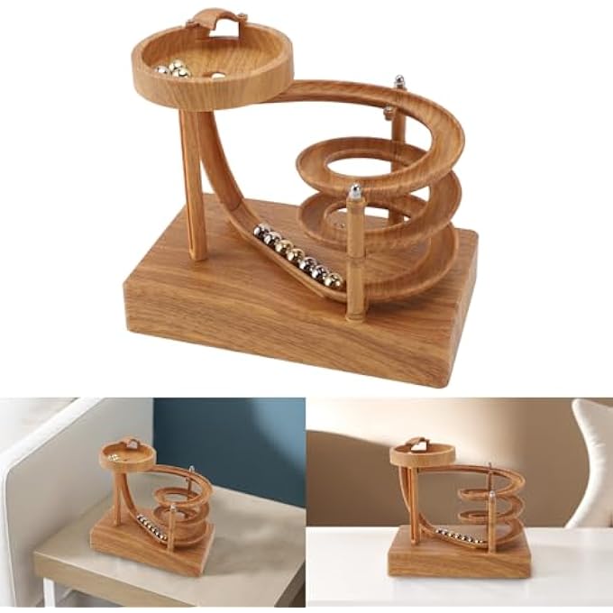 Cryfokt Art Perpetual Motion Machine, Relaxing Stress Relief Toy Physics Gadgets Stress Relief Creative Gifts Ball Toys with Elegant Home Decor Ambiance for Office, Home (Wood Grain) - Image 5