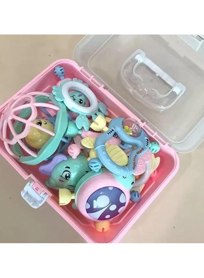 شخالييل أطفال سيليكون ناعمة - 11 قطعة | صندوق شخلييل للأطفال حديثي الولادة | ألعاب عضاضة وشخليلة للرضع | شخالييل بوكس بيبي آمن وسوفت - Image 3