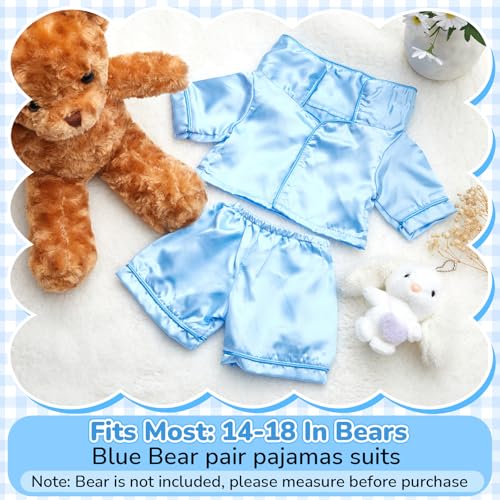Skicuff 2 Pcs Bear Clothes Outfit Fit Most 1216 Inch Stuffed Clothing Cute Plush Doll Clothes Plushy Bear Pajamas for Stuffed Make Your Own Plush BearsSolid StyleLight Blue - Image 5