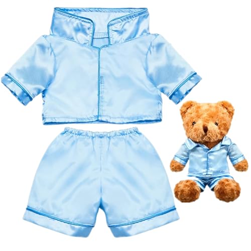 Skicuff 2 Pcs Bear Clothes Outfit Fit Most 1216 Inch Stuffed Clothing Cute Plush Doll Clothes Plushy Bear Pajamas for Stuffed Make Your Own Plush BearsSolid StyleLight Blue - Image 1