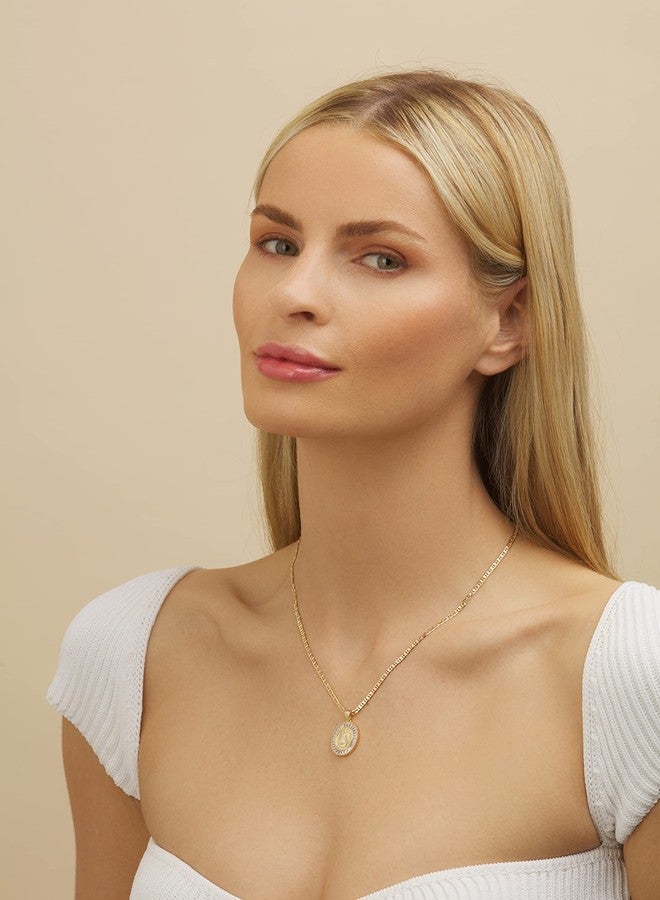 Barzel 18K Gold Plated Flat Mariner/Marina 060 3MM Chain Necklace With Cubic Zirconia Virgin Mary Guadalupe Charm Pendant, 20 inches, Metal, Cubic Zirconia - Image 2
