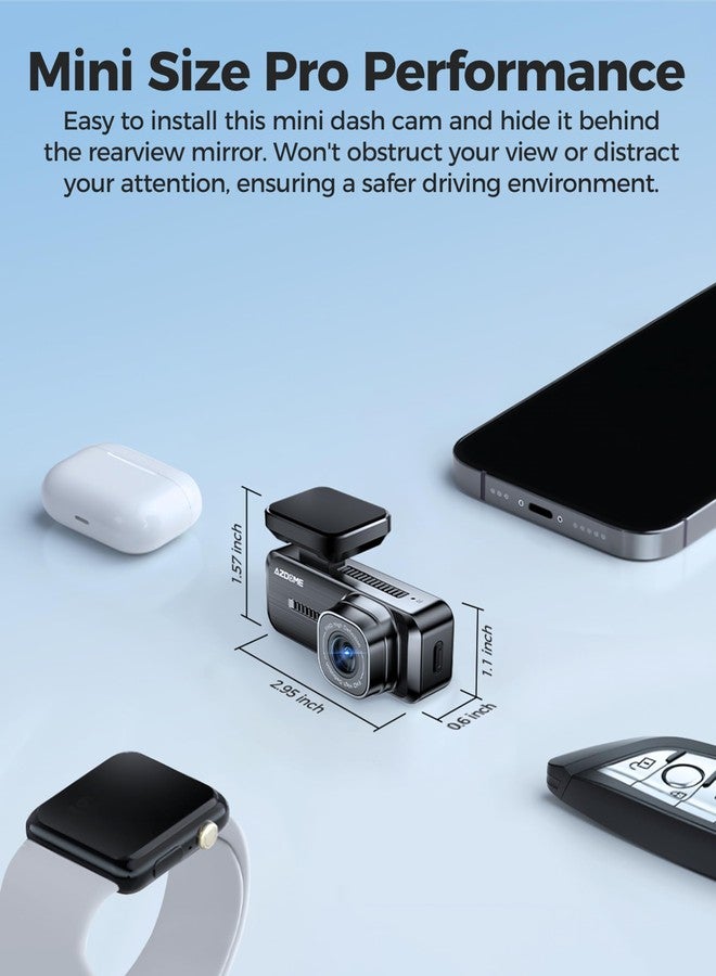 Azdome M200 Mini Dash Cam WiFi Dashcam, 1080P Front Dash Camera for Cars, Hidden Car Camera with 24H Parking Mode G-Sensor Night Vision, AZDOME APP, Loop Recording, Support 128GB Max, Easy to Install - Image 3