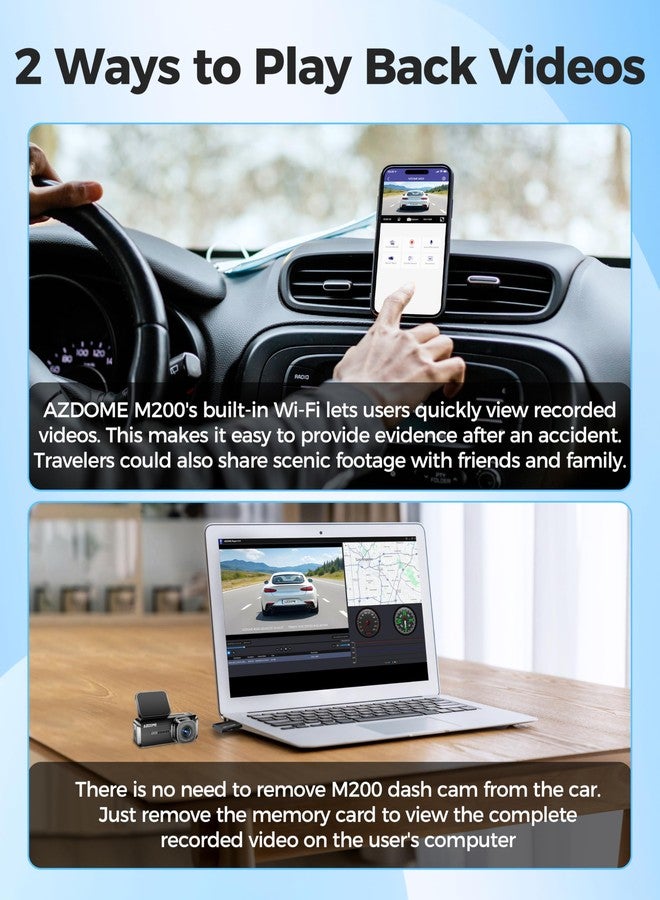 Azdome M200 Mini Dash Cam WiFi Dashcam, 1080P Front Dash Camera for Cars, Hidden Car Camera with 24H Parking Mode G-Sensor Night Vision, AZDOME APP, Loop Recording, Support 128GB Max, Easy to Install - Image 5