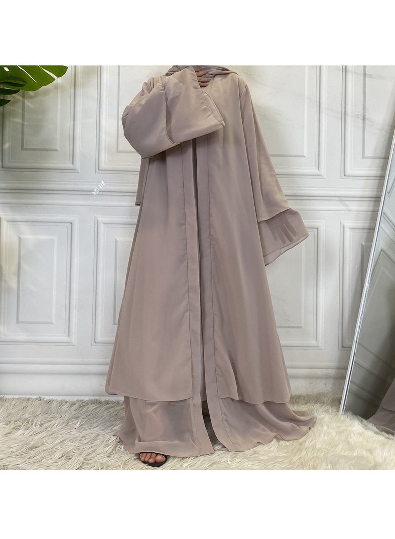 إسكدنيا Women Abaya, Comfortable Muslim Dress Solid Loose Fit Long Cardigan Hijab, Durable And Breathable Robe Open Front Kaftan Maxi Dress For Women Teens, (Size XL, Light Green) - Image 3