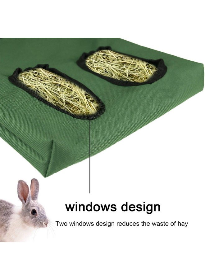 lenpestia Rabbit Hay Feeder Bag Guinea Pigs Hanging Hay Rack Manger Holder Dispenser Small Animal Feeder Storage Pouch for Bunny Chinchilla Hamster (Black, 2 Windows)  - Image 2