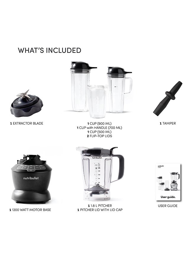 nutribullet Full Size Blender + Combo, 9 Piece Accessories, Multi-Function High Speed Blender, Mixer System With Nutrient Extractor, Smoothie Maker 1.8 L 1200 W NBC-1110DG Dark Grey - Image 4