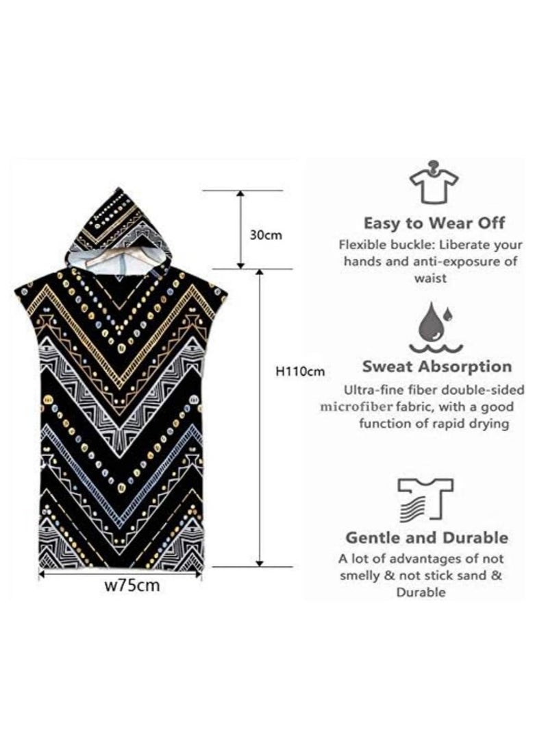 DUNISO Printed Swim Towel Hooded Surf Poncho, Large Microfiber Changing Robe Bathing Hooded Compact Blanket With Hood, Suitable For Aldult Woman And Man  - Image 2