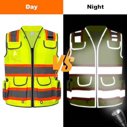 HYCOPROT Reflective Safety Vest High Visibility Heavy Duty Construction Vest with Padded Neck,Meets ANSI/ISEA Standard - Image 5