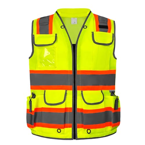 HYCOPROT Reflective Safety Vest High Visibility Heavy Duty Construction Vest with Padded Neck,Meets ANSI/ISEA Standard - Image 1