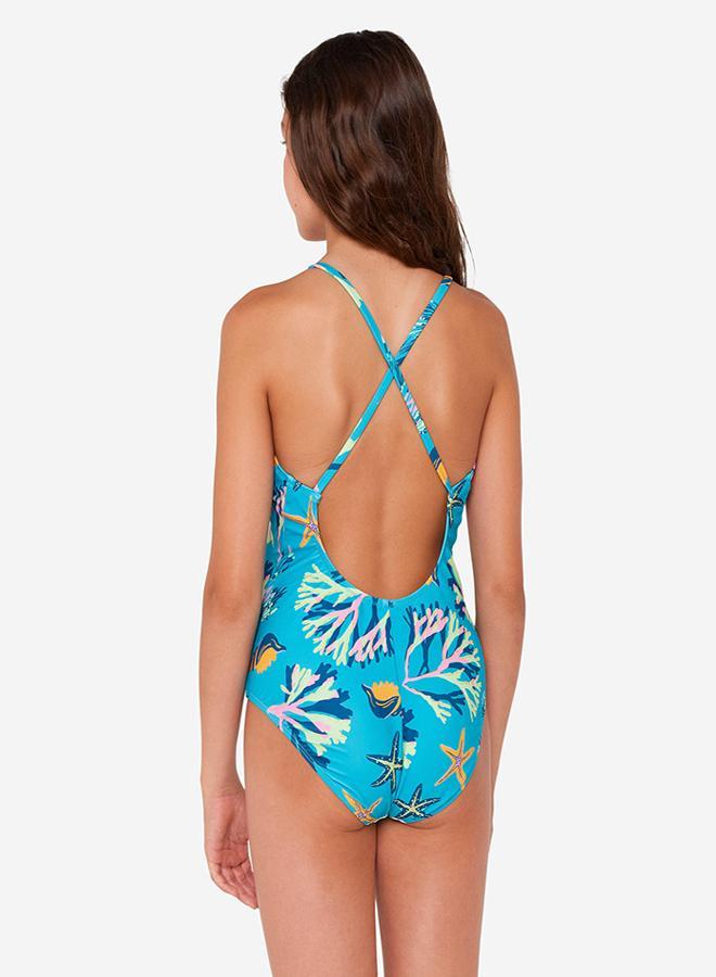 DECATHLON Girls’ swimming 1-piece swimsuit - 100 Lila ataa pupu - Image 2