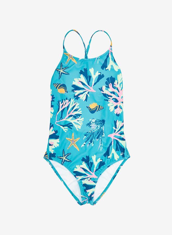 DECATHLON Girls’ swimming 1-piece swimsuit - 100 Lila ataa pupu - Image 3