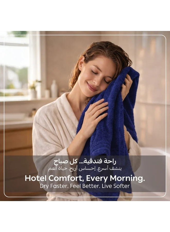 Donetella Navy Blue Bath Towel (2 Pack, 70 X 140 cm) - Microfiber 330 GSM - Super Soft, Highly Absorbent, Quick Drying Thick Bathroom Towels - Soft Hotel Quality for Bath and Spa  | Best Price UAE