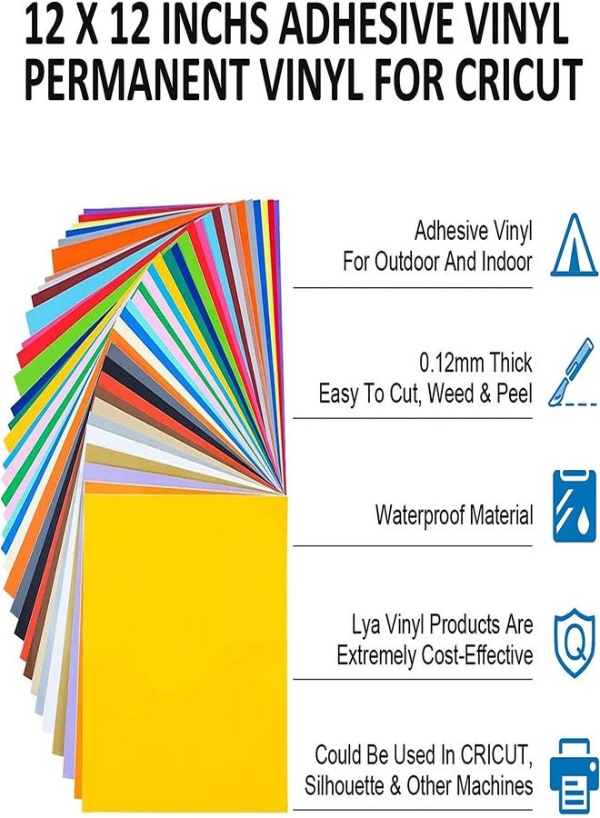 Lya Vinyl 125 Pack Permanent Vinyl, 12"x12" Self Adhesive Vinyl Sheets,Permanent Outdoor Vinyl for Party Decoration, Sticker, DIY Mug, Car Decal - Image 3