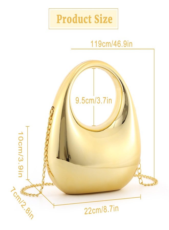 KUANG! Women Mimi Acrylic Evening Purse Top-handle Moon Hobo Bag Handbag for Wedding Cocktail Party Chain Shoulder Bag - Image 3