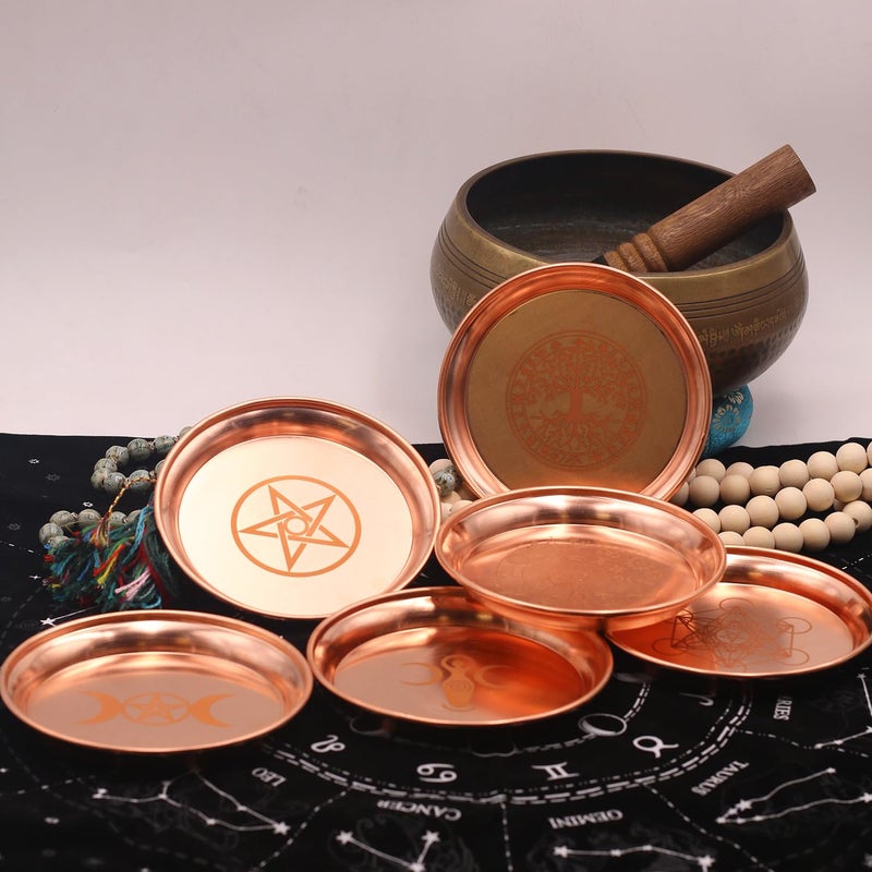 Amitofo Copper Offering Bowl Prayer Ritual Plate Great for Altar,Incense Burner, smudging Bowl, Offering Dish,Candle Trays, Ash Catcher,Jewelry Dish(Twelve Tonstellations) - Image 5