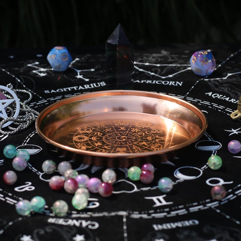 Amitofo Copper Offering Bowl Prayer Ritual Plate Great for Altar,Incense Burner, smudging Bowl, Offering Dish,Candle Trays, Ash Catcher,Jewelry Dish(Twelve Tonstellations) - Image 3